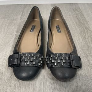 Ecco Ballet Flats Women's EU 39 US 8/8.5 Black Leather Slip On Shoes Sequin Toe